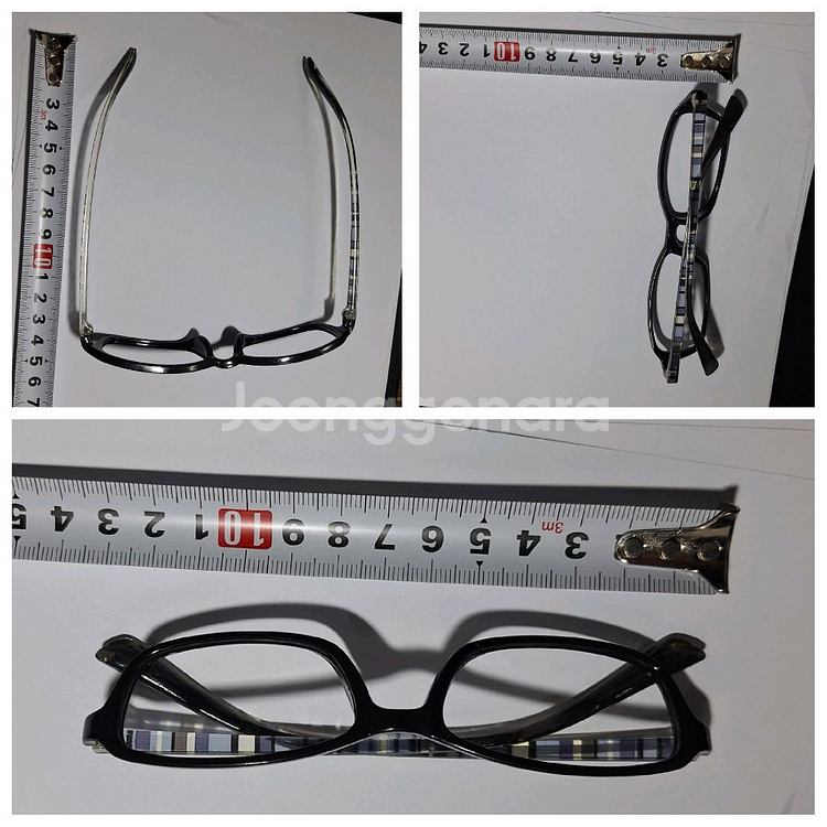 블랙 프레임 스트라이프 일본 안경 레트로 안경테--7