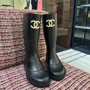 (정품,새상품)샤넬 레인부츠 러버부츠 블랙 38