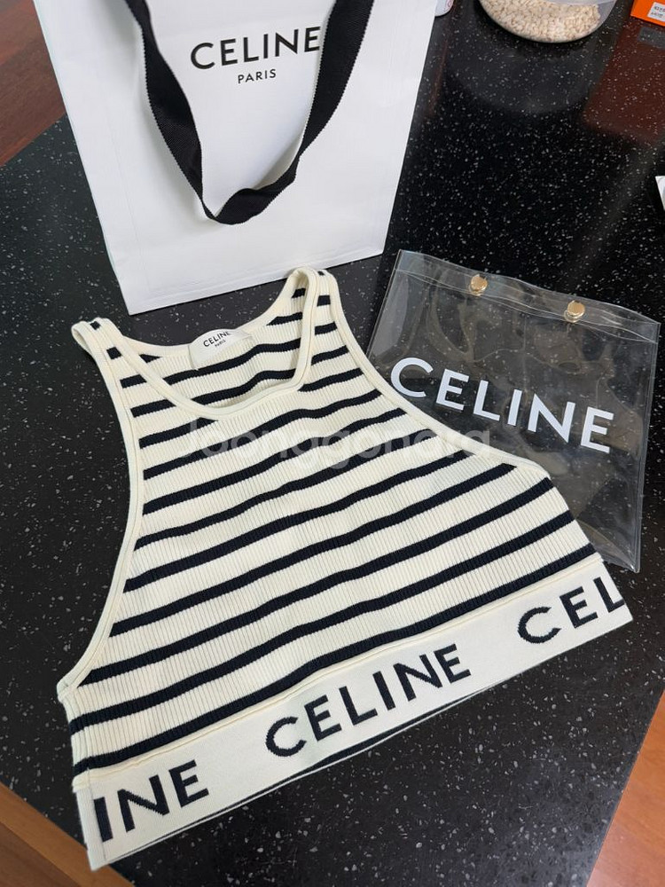 셀린느 브라탑 XS 애슬레틱 메쉬 스트라이프 브라탑 X--0