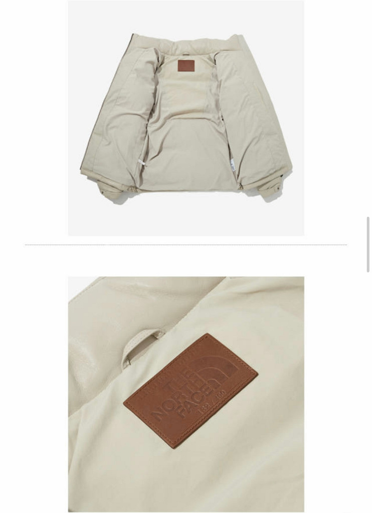 노스페이스 화이트 라벨 레더 눕시 다운 자켓 베이지--5