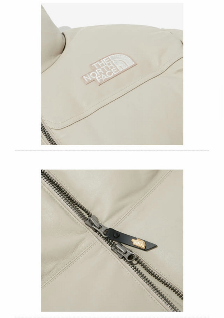 노스페이스 화이트 라벨 레더 눕시 다운 자켓 베이지--4