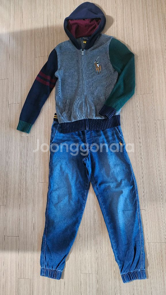 폴로 랄프로렌키즈 니트후드집업&데님팬츠 (초등고학년)--1