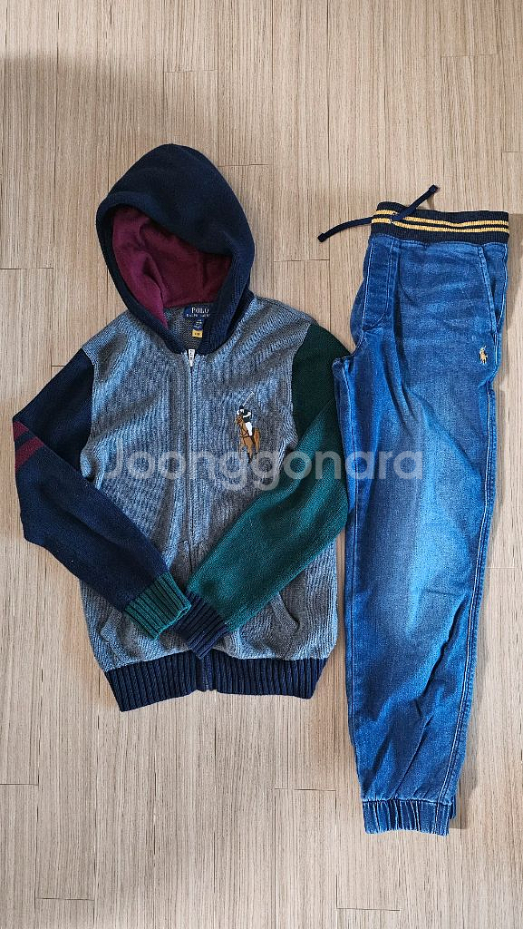 폴로 랄프로렌키즈 니트후드집업&데님팬츠 (초등고학년)--0