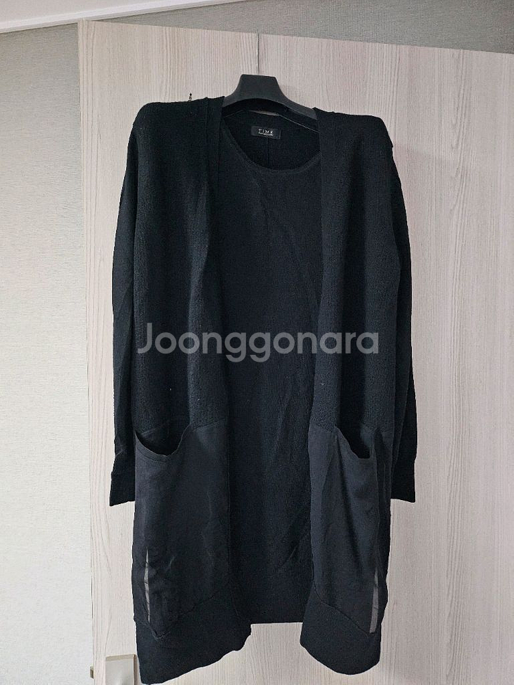 한섬 / TIME 타임 블랙 롱 가디건 +원피스 일체형--0