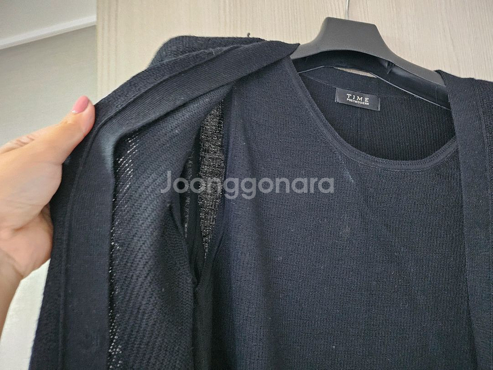 한섬 / TIME 타임 블랙 롱 가디건 +원피스 일체형--4