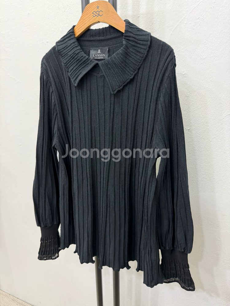 정품) 랑방 한섬 플리츠 니트 블라우스 90--2