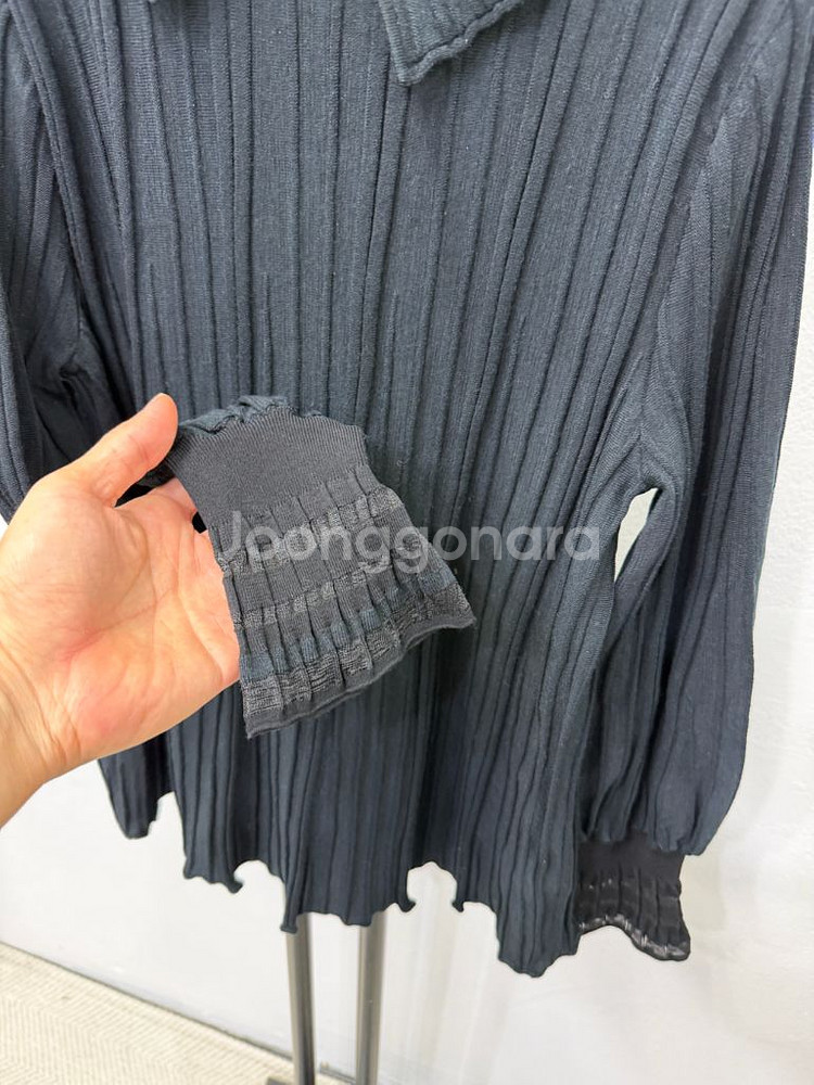 정품) 랑방 한섬 플리츠 니트 블라우스 90--3