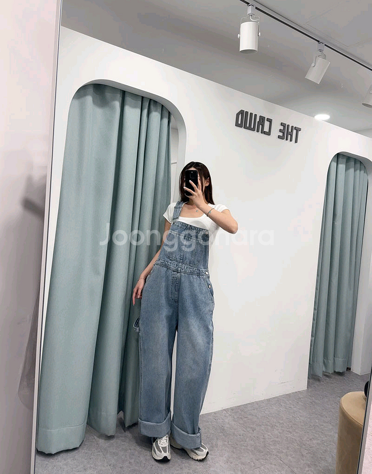 고퀄 데님 멜빵바지 청멜빵 와이드 데님 오버롤팬츠--7