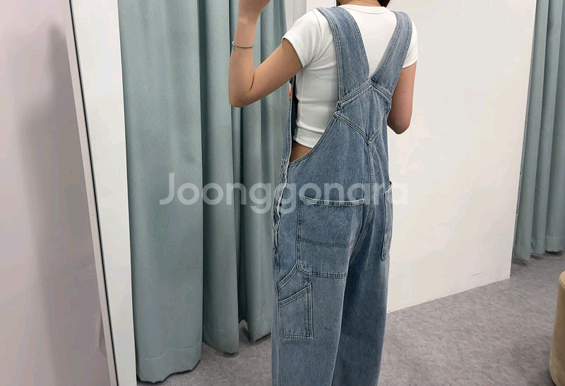 고퀄 데님 멜빵바지 청멜빵 와이드 데님 오버롤팬츠--8