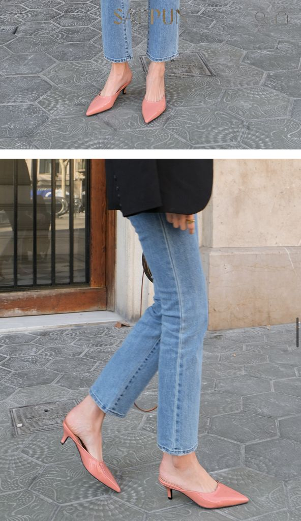 사뿐 프로나 스틸레토 뮬 힐 5cm 핑크 240mm 이미지