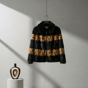 [M]<수퍼퀄리티>호피배색 밍크코트