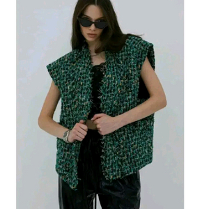 애프터홈파티 트위드 베스트 - 그린,프리