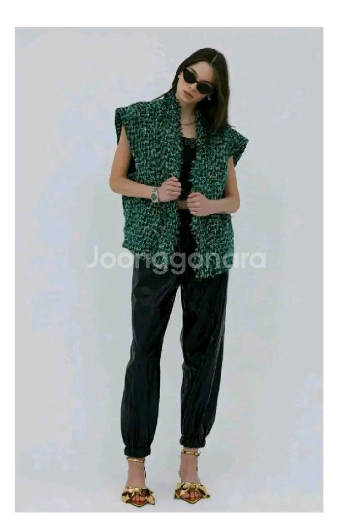 애프터홈파티 트위드 베스트 - 그린,프리--3