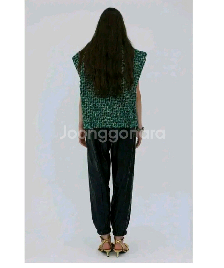 애프터홈파티 트위드 베스트 - 그린,프리--2