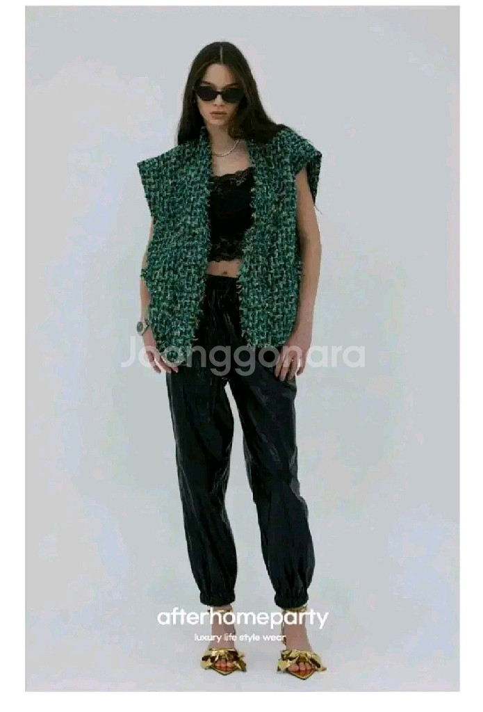 애프터홈파티 트위드 베스트 - 그린,프리--4