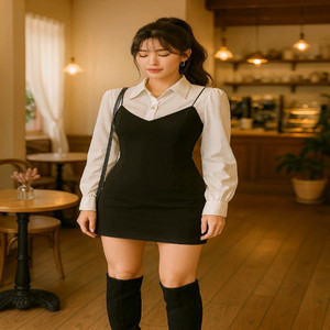 뷔스티에 레이어드 미니 원피스ㅡ무배