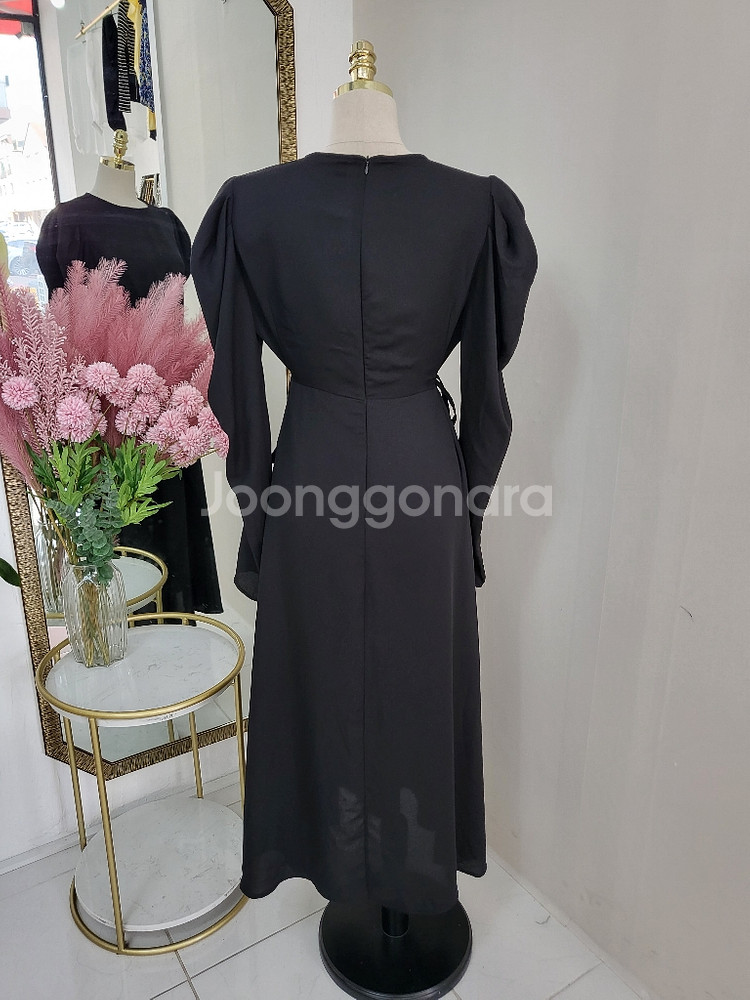 퍼프 셔링 플레어 롱원피스 하객룩 데이트룩ㅡ무배--3