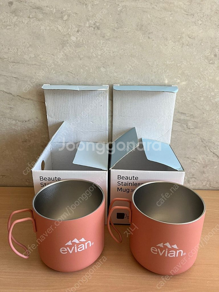 에비앙 캠핑 법랑 머그 스텐 머그 새상품--0
