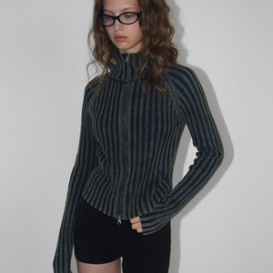 블랙업 니트 집업