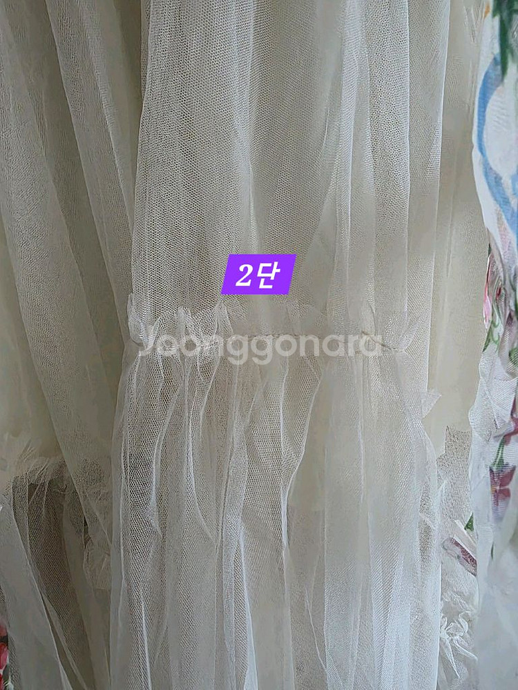 고퀄 3단꽃무늬 망사 샤스커트(날씬 88까지도 가눙)--3