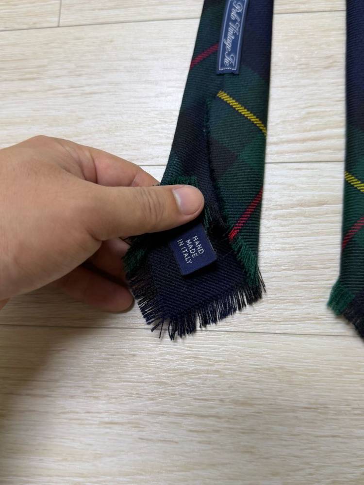 폴로 빈티지 스타일 타탄 울 넥타이 이미지