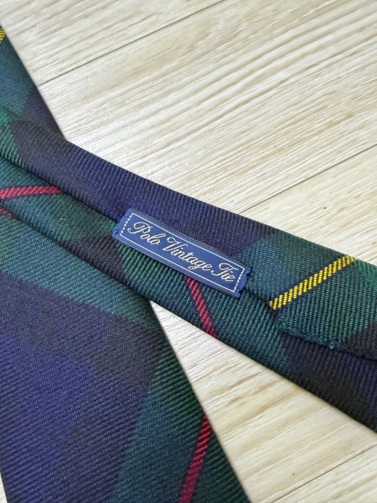 폴로 빈티지 스타일 타탄 울 넥타이 이미지