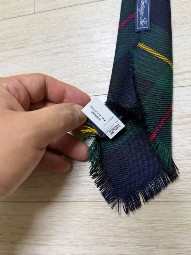폴로 빈티지 스타일 타탄 울 넥타이 이미지