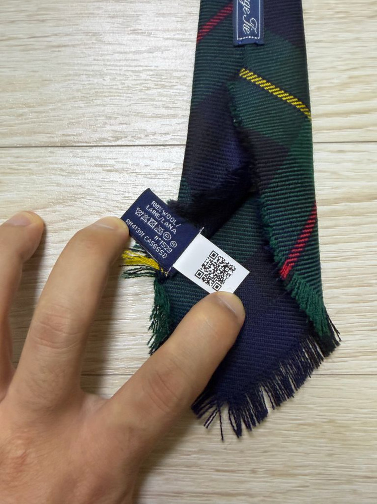 폴로 빈티지 스타일 타탄 울 넥타이 이미지