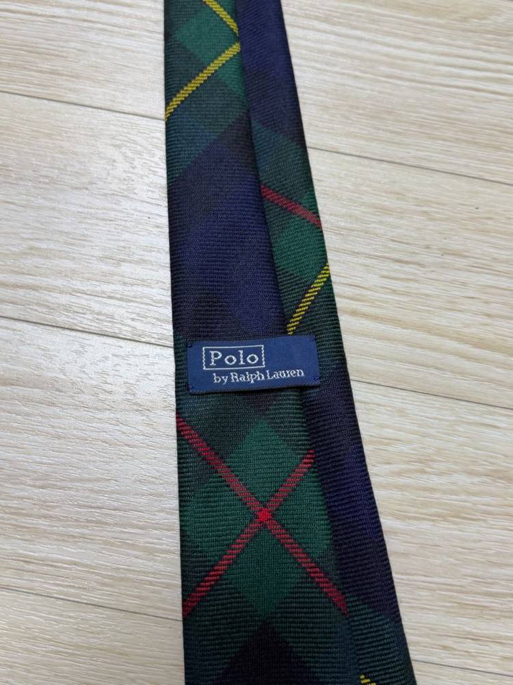 폴로 빈티지 스타일 타탄 울 넥타이 이미지
