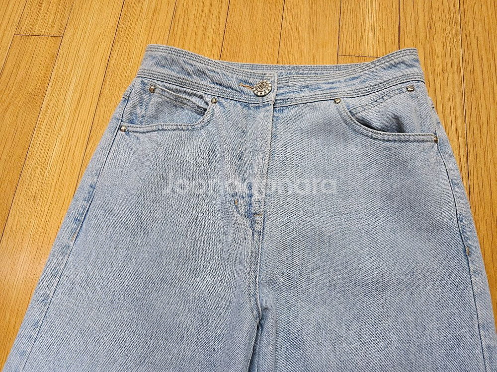 새상품급 한섬 마인 연청 데님 와이드 팬츠--5