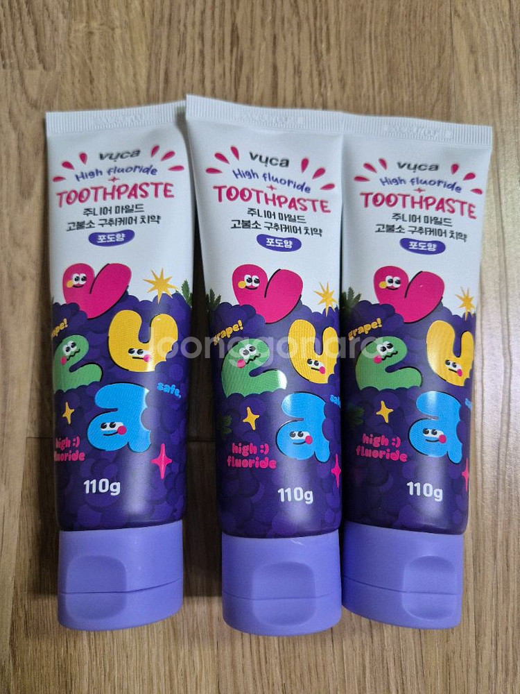 뷰카 고불소 어린이 치약(포도맛 2개, 딸기맛 3개)--0