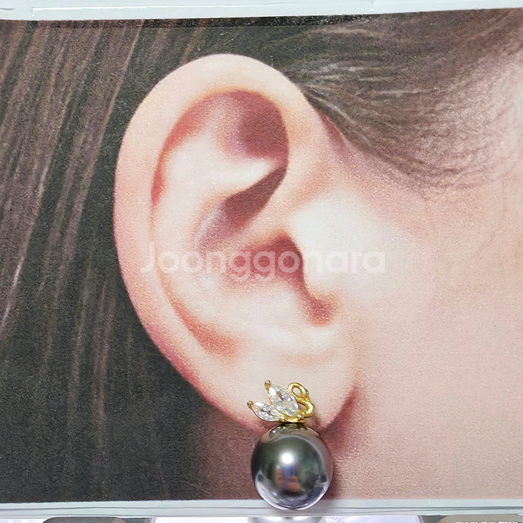 [무료배송]스와로브스키 다크그레이 10mm 진주귀걸--1