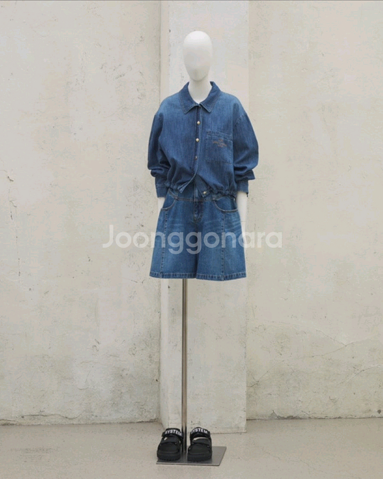 (새상품) system 시스템 엠브로이더리 데님 자켓--3