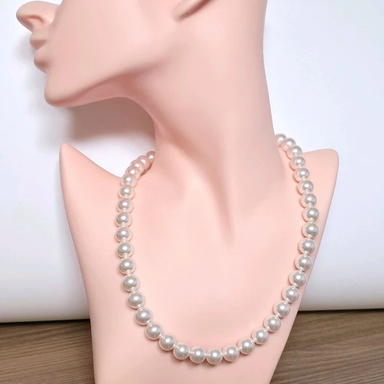 스와로브스키 10mm 화이트진주목걸이 14k골드필드 이미지