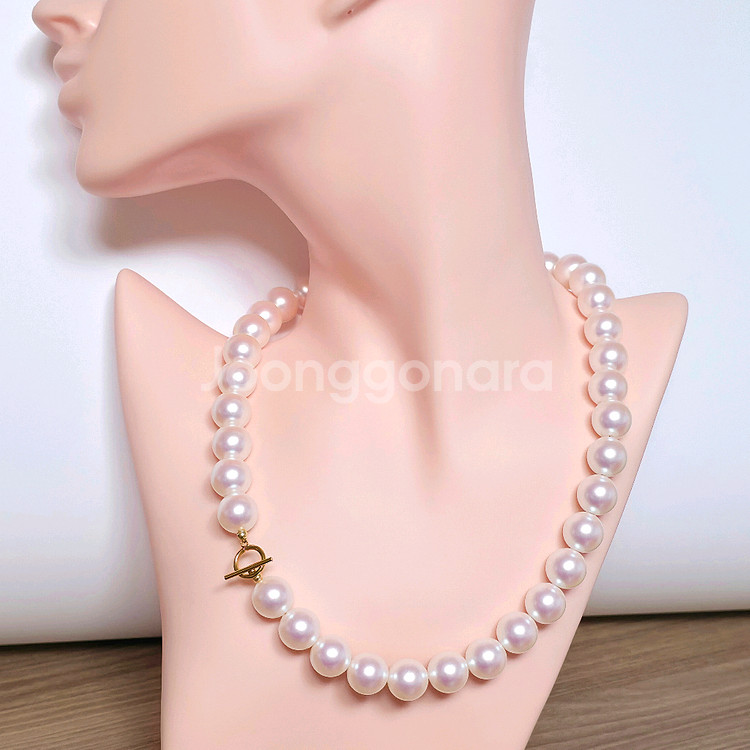 A급 담수오로라 아크릴진주 12mm 진주목걸이--0