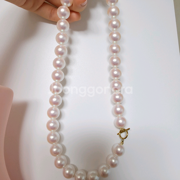 A급 담수오로라 아크릴진주 12mm 진주목걸이--2