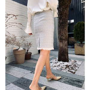 블랑쇼 로렌 트위드 스커트 m 블랙, 실버