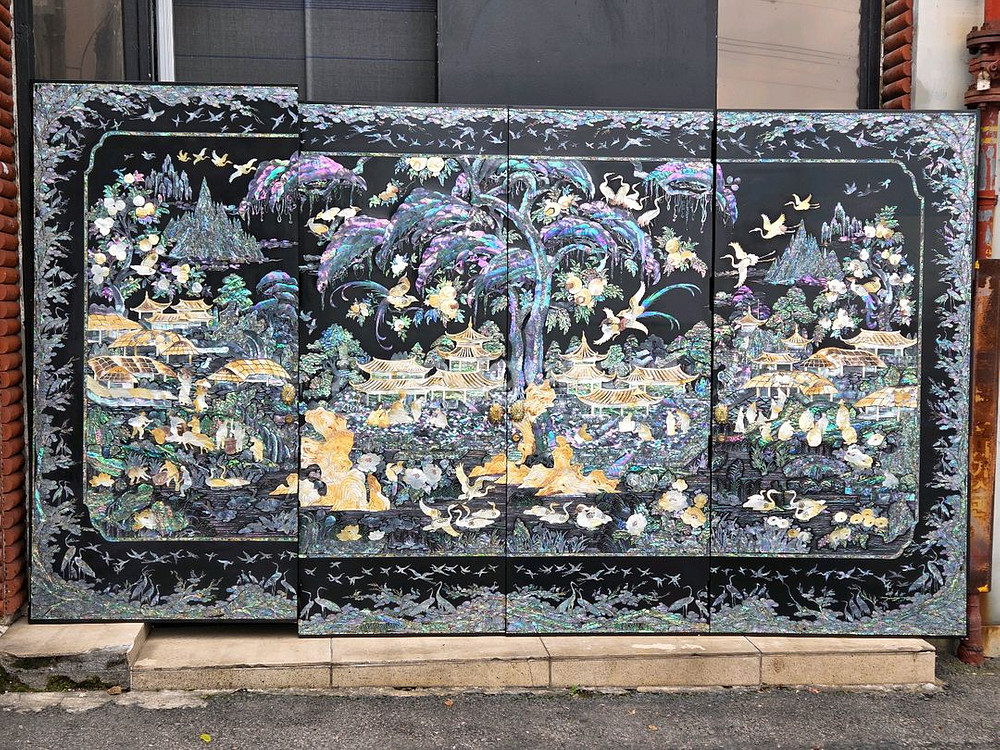 나전칠기 자개문짝--0