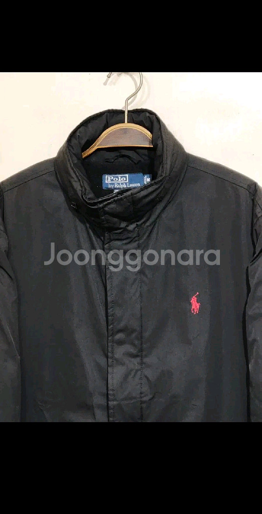 (L) 랄프로렌 폴로 점퍼 블랙 안감기모 로고 자켓--1