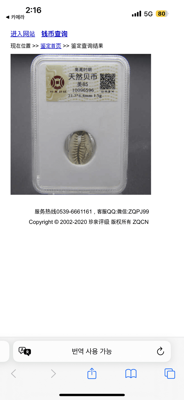 [골동품/화폐] 고대 상주시대 천연 패화 그레이딩--7