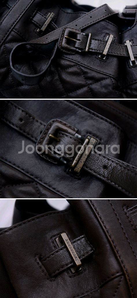 버버리 비튼 퀼팅 램스킨 벨티드 레더 빅호보백--8