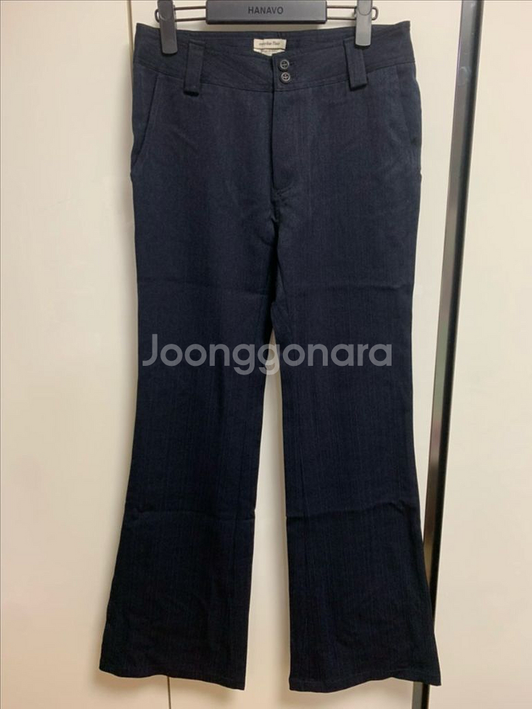 오버듀플레어 자카드 부츠컷 팬츠 네이비 봄가을 슬랙스--5