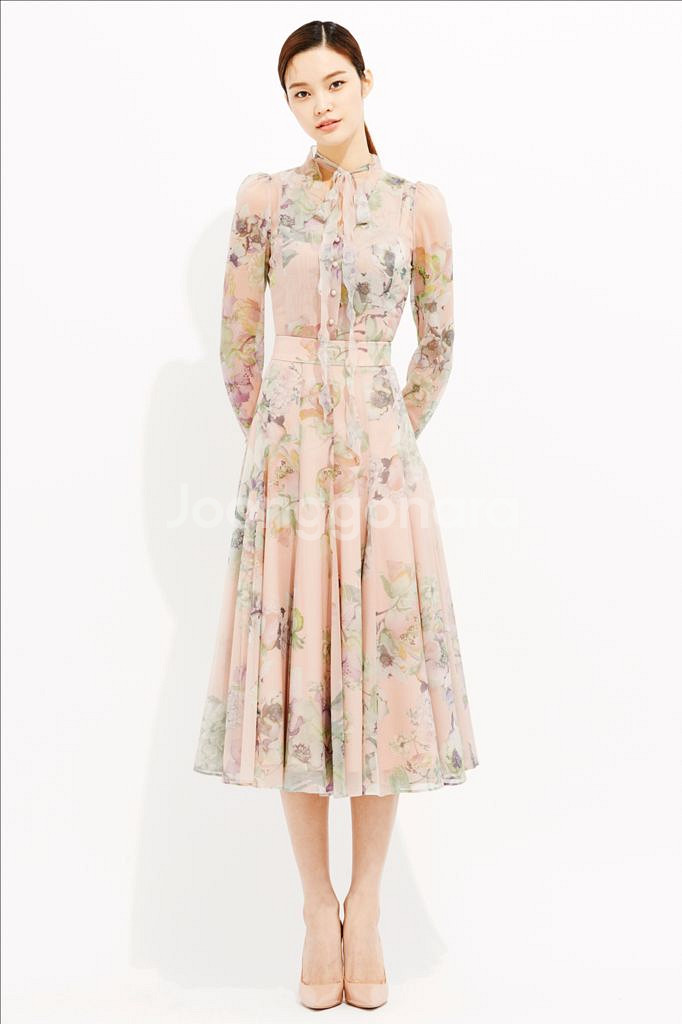 아보아보 silk chiffon 블라우스 스커트 세트--1