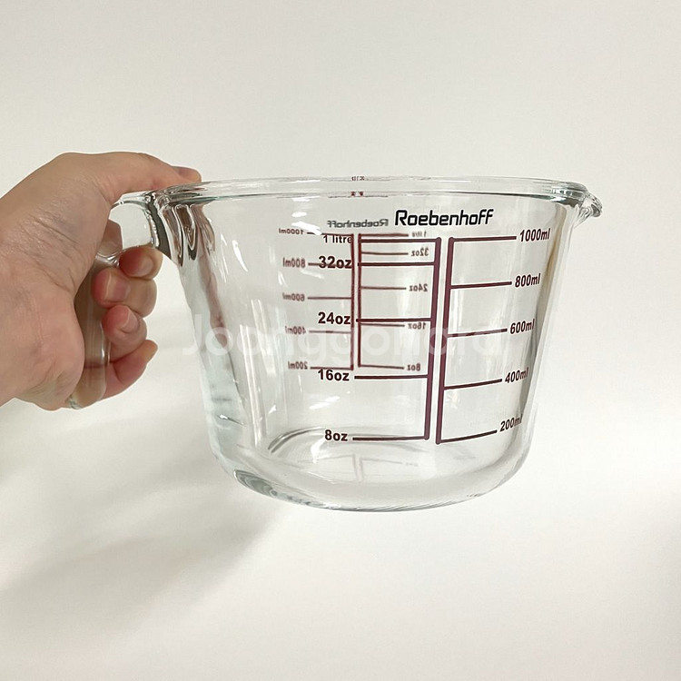 내열강화 유리 손잡이 계량컵 1000ml 새상품--3