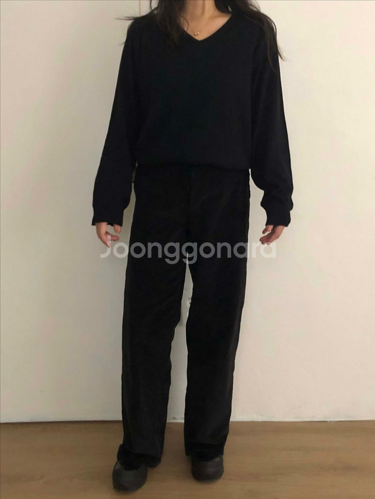 에크리스 코듀로이 팬츠 블랙--5