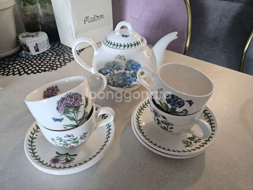 포트메리온 보타닉가든 티팟과 커피잔셋트--0