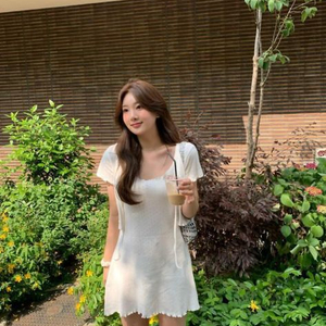 온드민 아일렛 원피스 세트 화이트