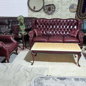 수입 체스터필드 이태리 전체 천연가죽 3+1인 소파