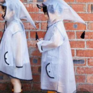 꼬깔모자 투명 우비 아동용