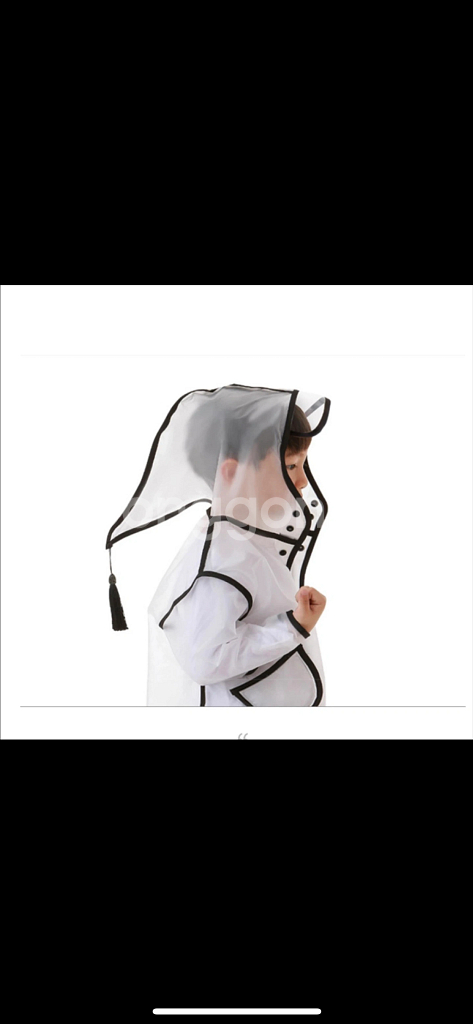 꼬깔모자 투명 우비 아동용--3